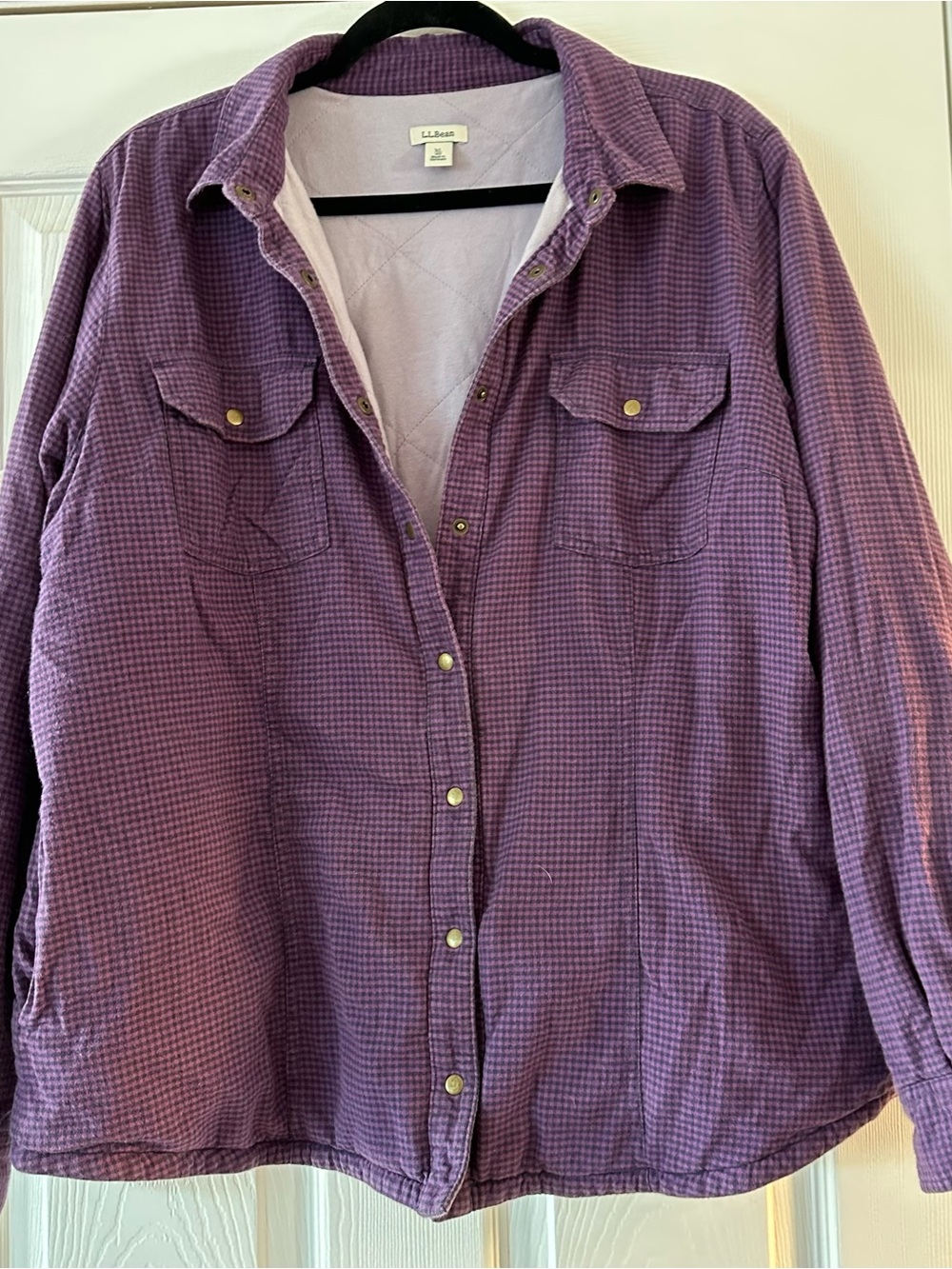L.L. Bean Purple Quilted-Lined Button-Front Shirt Jacket